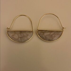 Gold and Tan Hoop Earrings